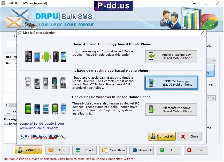 Text messaging software for GSM mobile phones